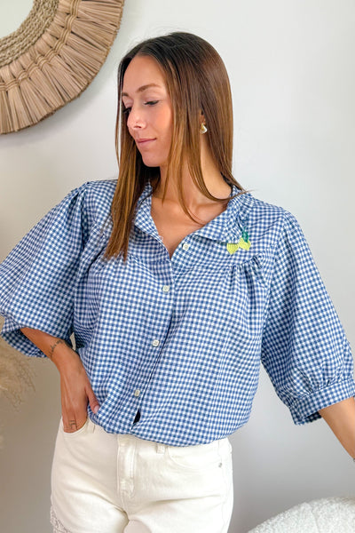 Chemise " Citron" Vichy Bleu (15126967157061)
