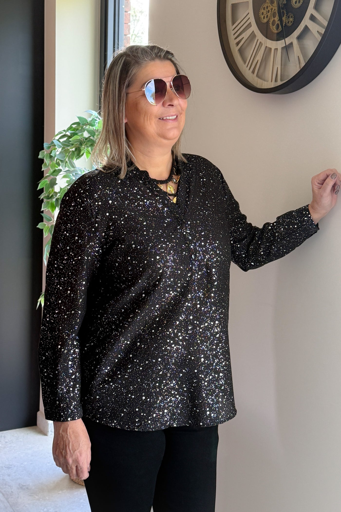 Blouse Stacey Noir à Paillettes GT
