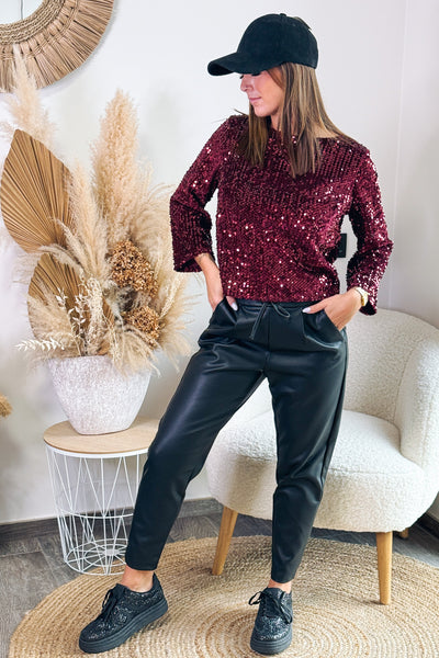 Top Manches Longues Merlina Bordeaux à Sequins (14820541661509)