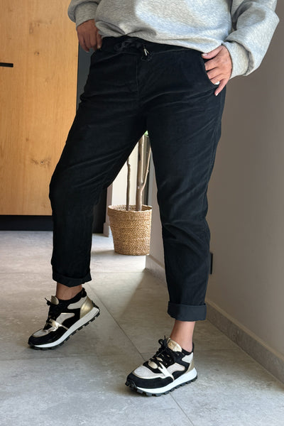 Pantalon Magique Gabrielle En Velours Noir GT (15353684623685)