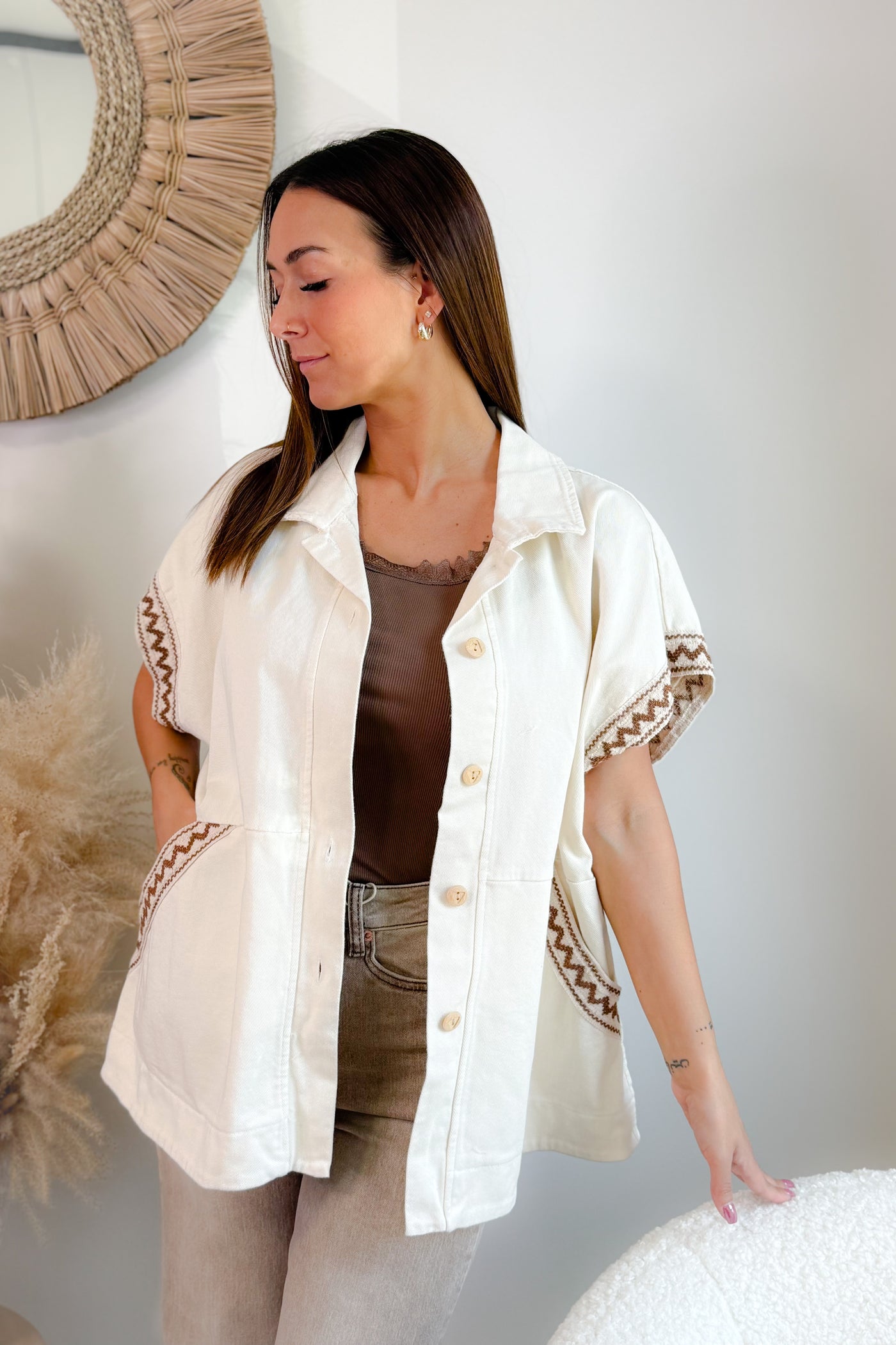 Veste Ample Wilma Beige/Choco (15046725206341)