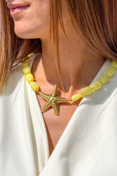 Collier Grosses Perles Etoile De Mer Jaune (15156682719557)
