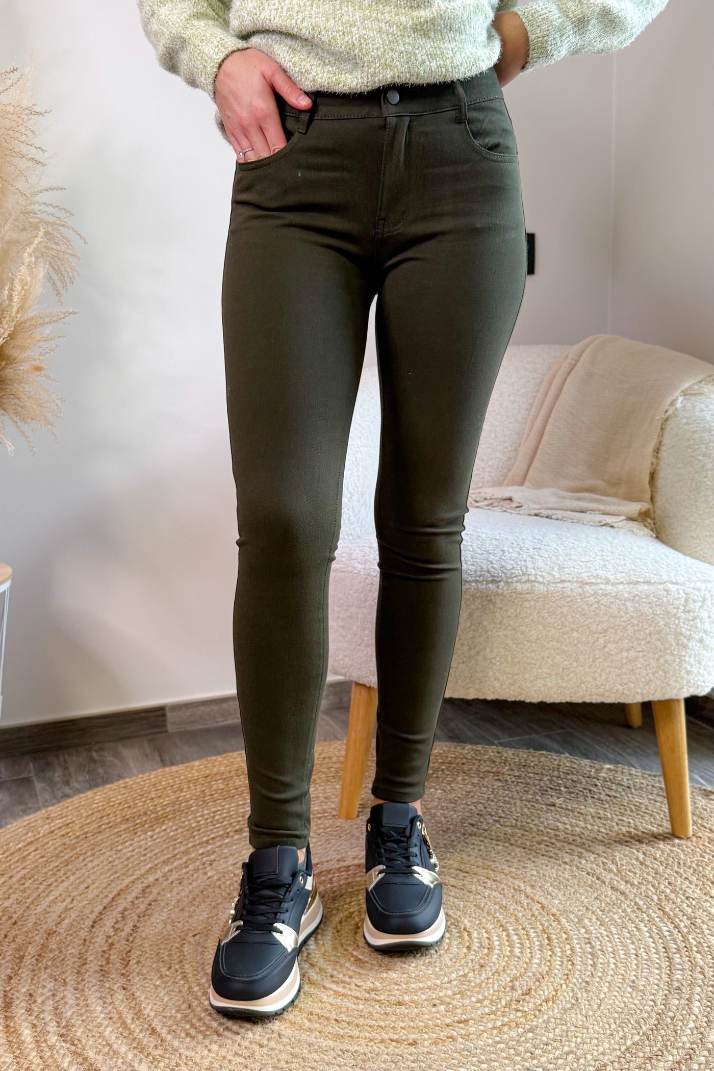 Pantalon Style Legging Kaki