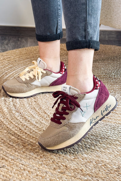 Baskets Compensée Sun68 Beige/Bordeaux (15258408649029)