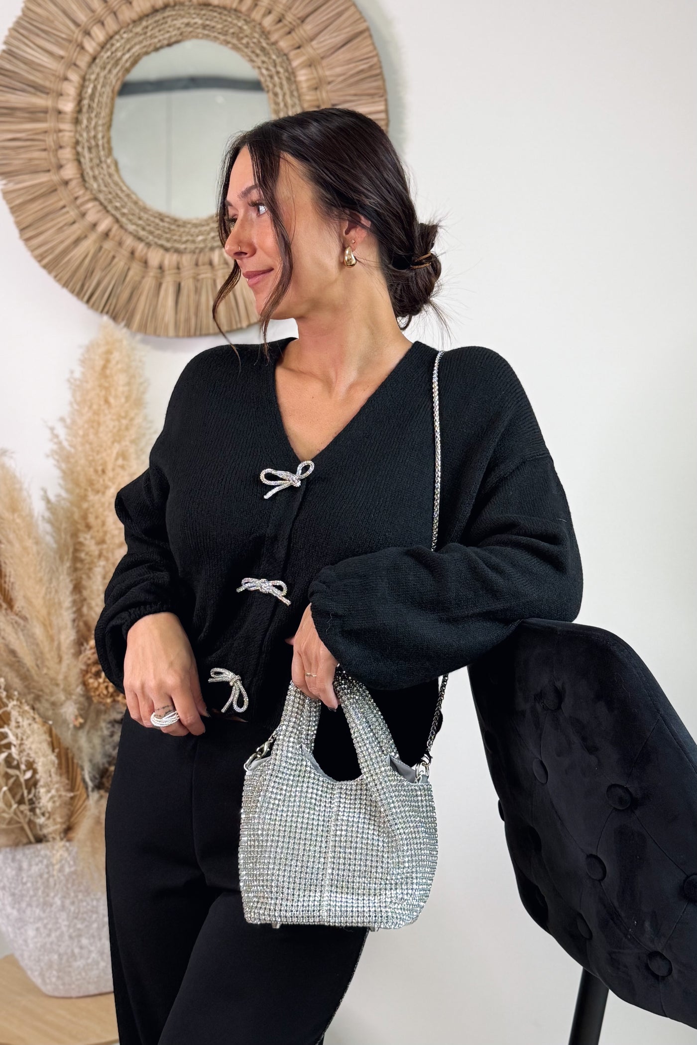 Pull Effet Gilet Donna Noir Only