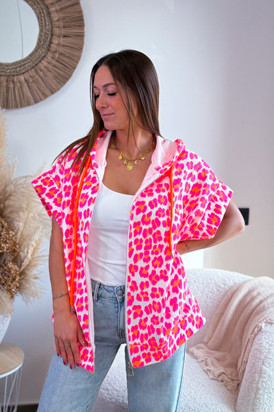 Gilet Sweat Prita Rose Fluo Manches Courtes (15038144315717)