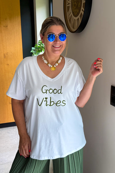T-Shirt " Good Vibes" Kaki GT (42/48) (15162734444869)