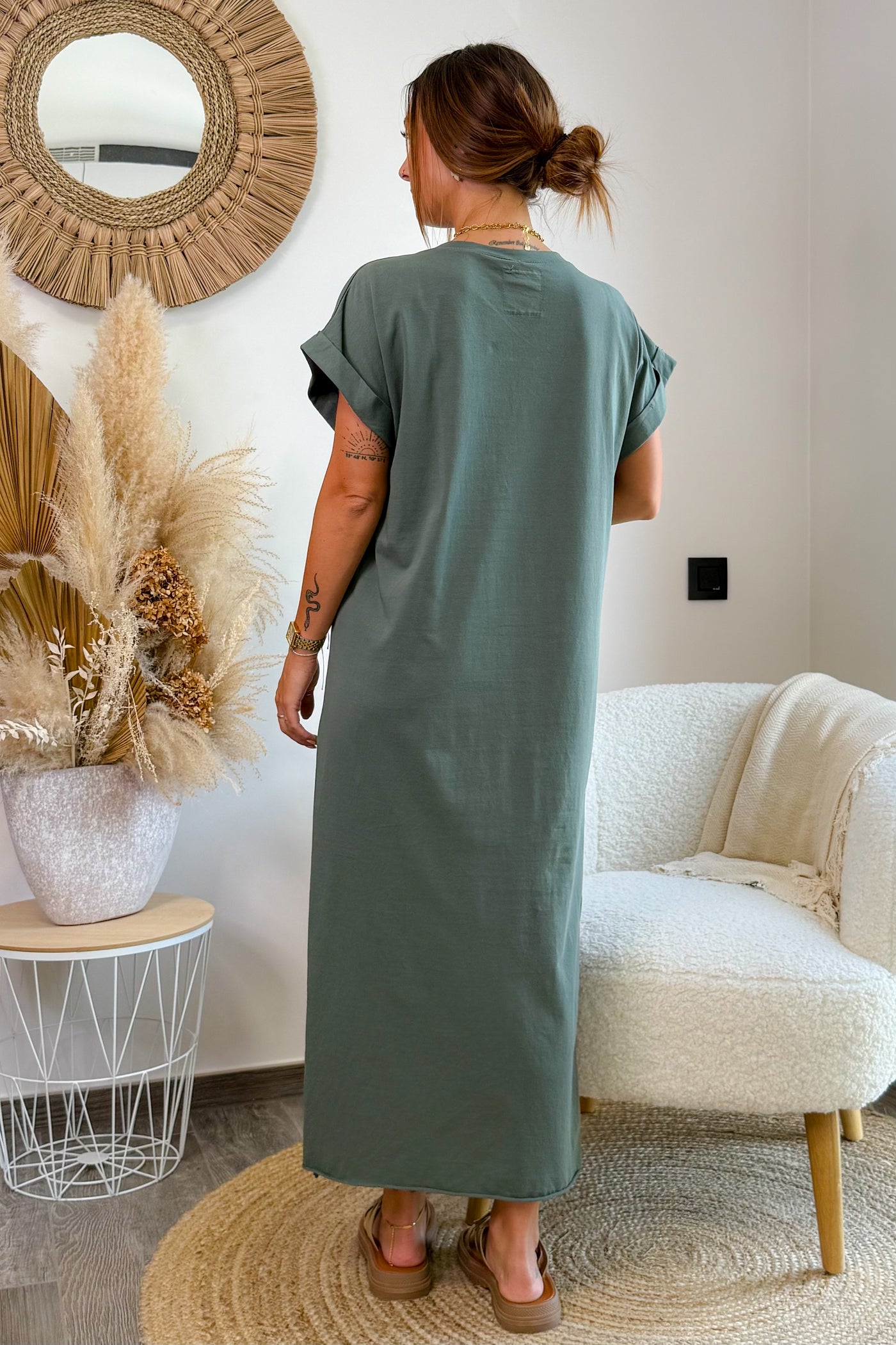 Longue Robe T-shirt Marike Kaki (15242489200965)
