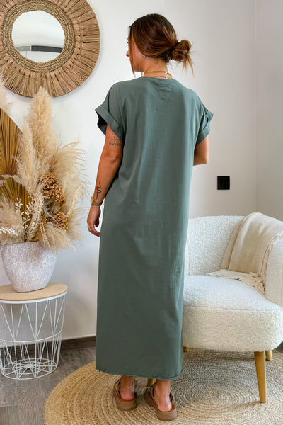 Longue Robe T-shirt Marike Kaki (15242489200965)