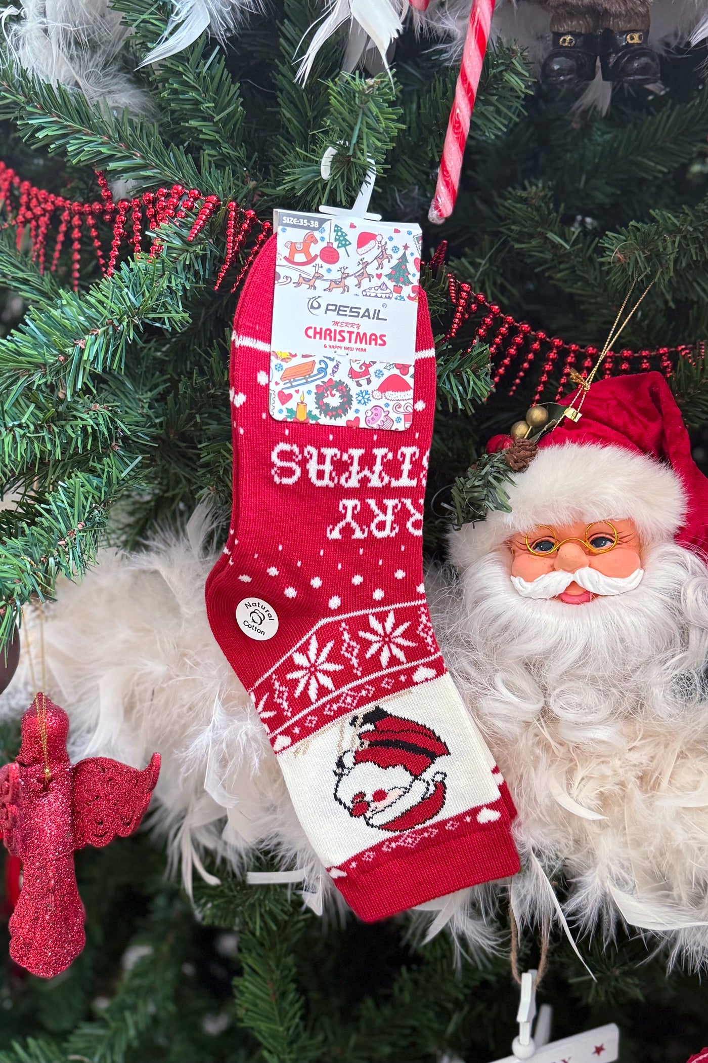 Chaussettes De Noël Père Noël A Ski