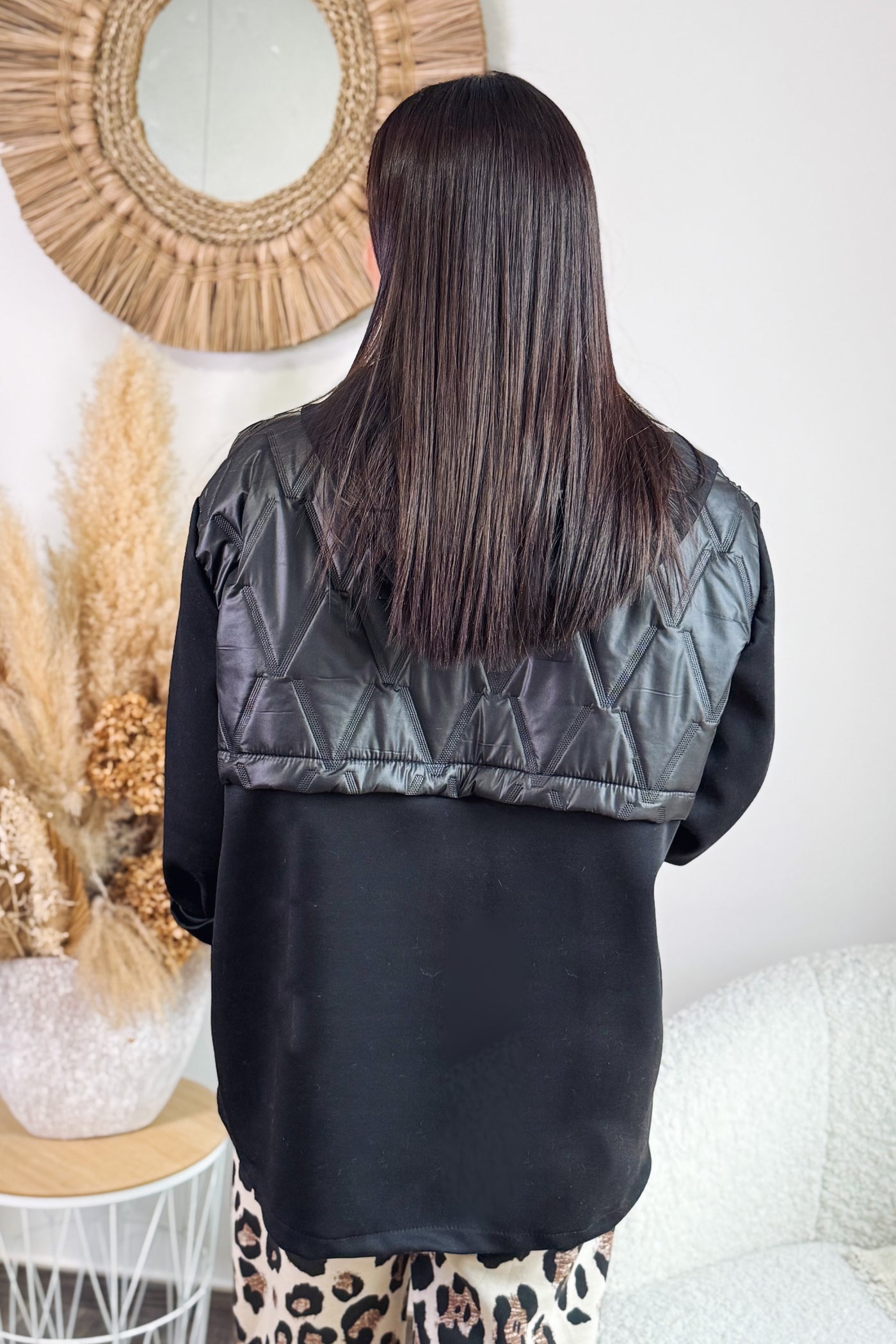 Veste Bi Matière Augustine Noir
