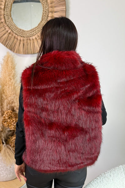 Gilet Fausse Fourrure Alberte Bordeaux