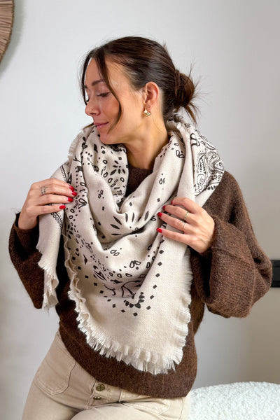 Echarpe Carré Badane Taupe (15314336022853)