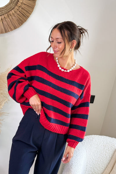 Pull Aya Rouge/Bleu Marine Only (15281351065925)