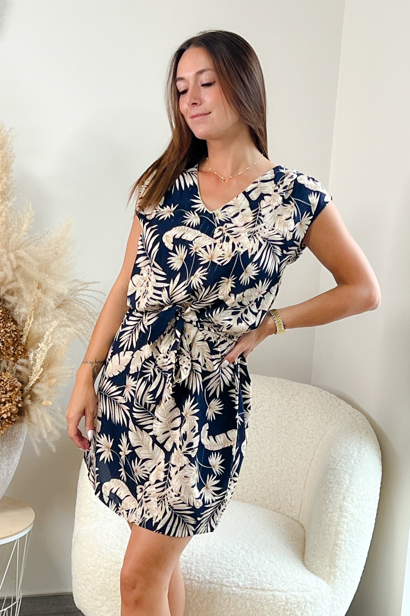 Robe courte Morgane Bleu Marine (9566332420421)