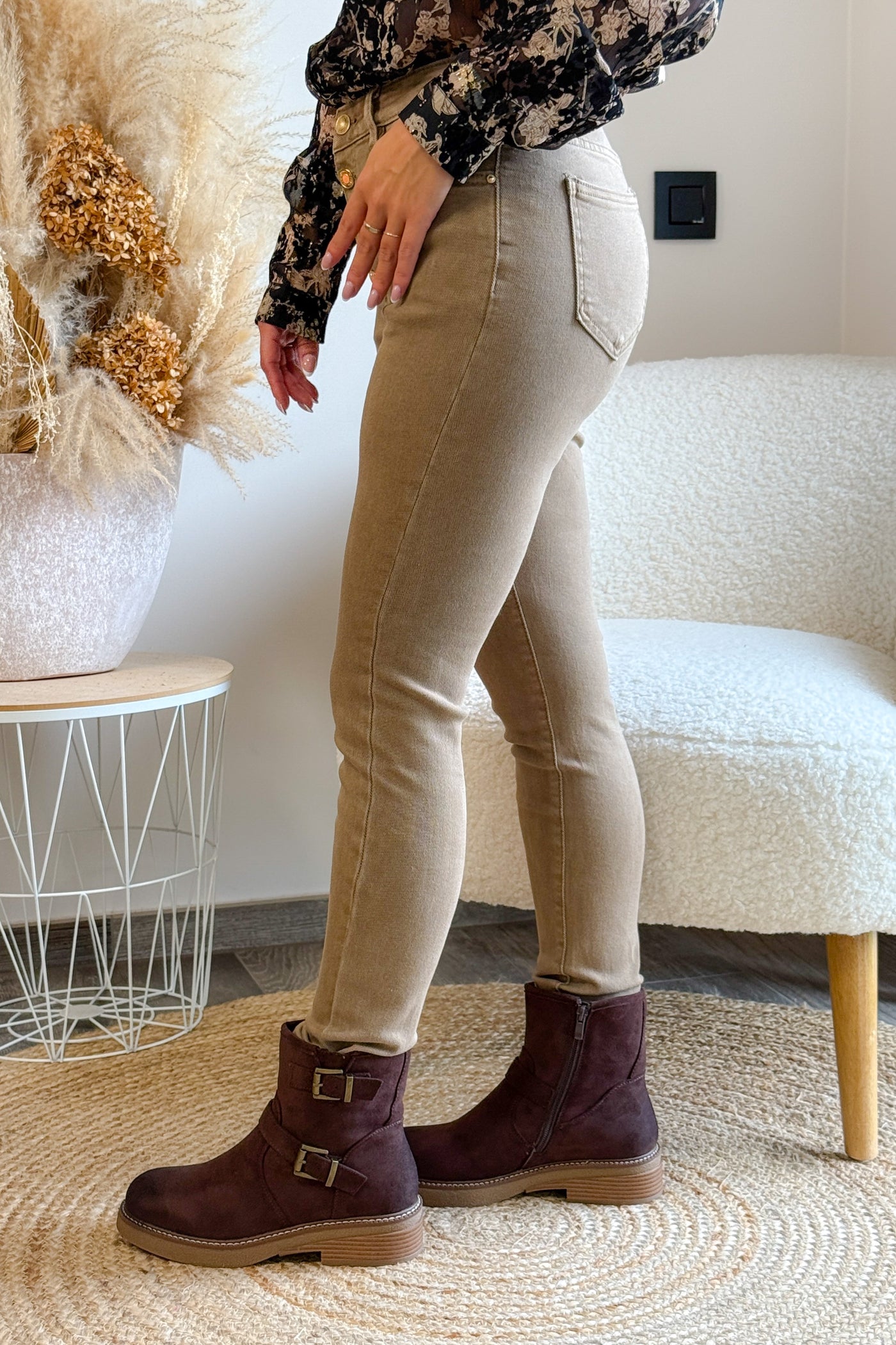 Jeans Slim Anne Taille Haute Taupe (9748229194053)