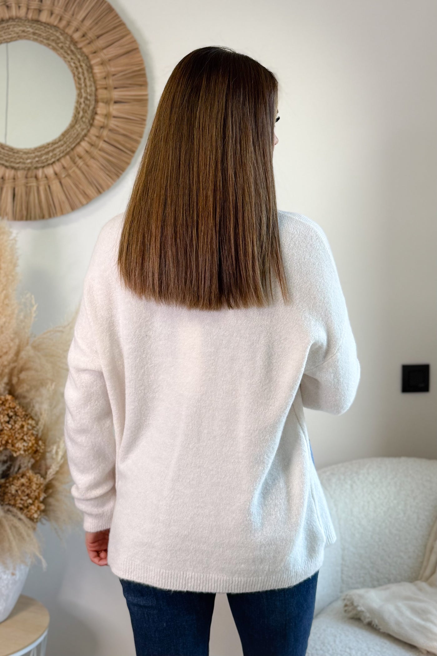 Pull Bi Matières Elsa Ecru