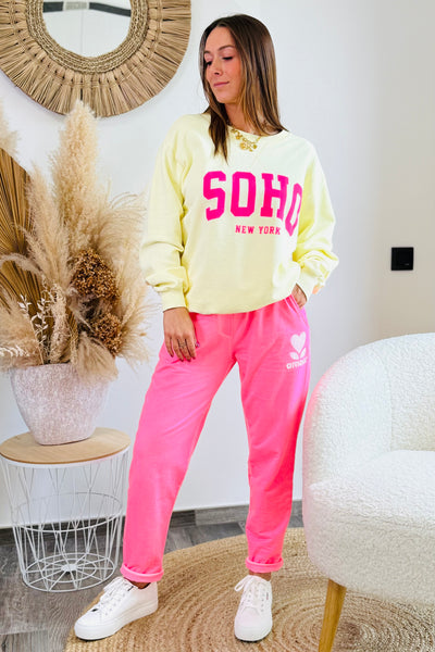 Jogg "Amour" Rose Fluo Délavé (15038180426053)
