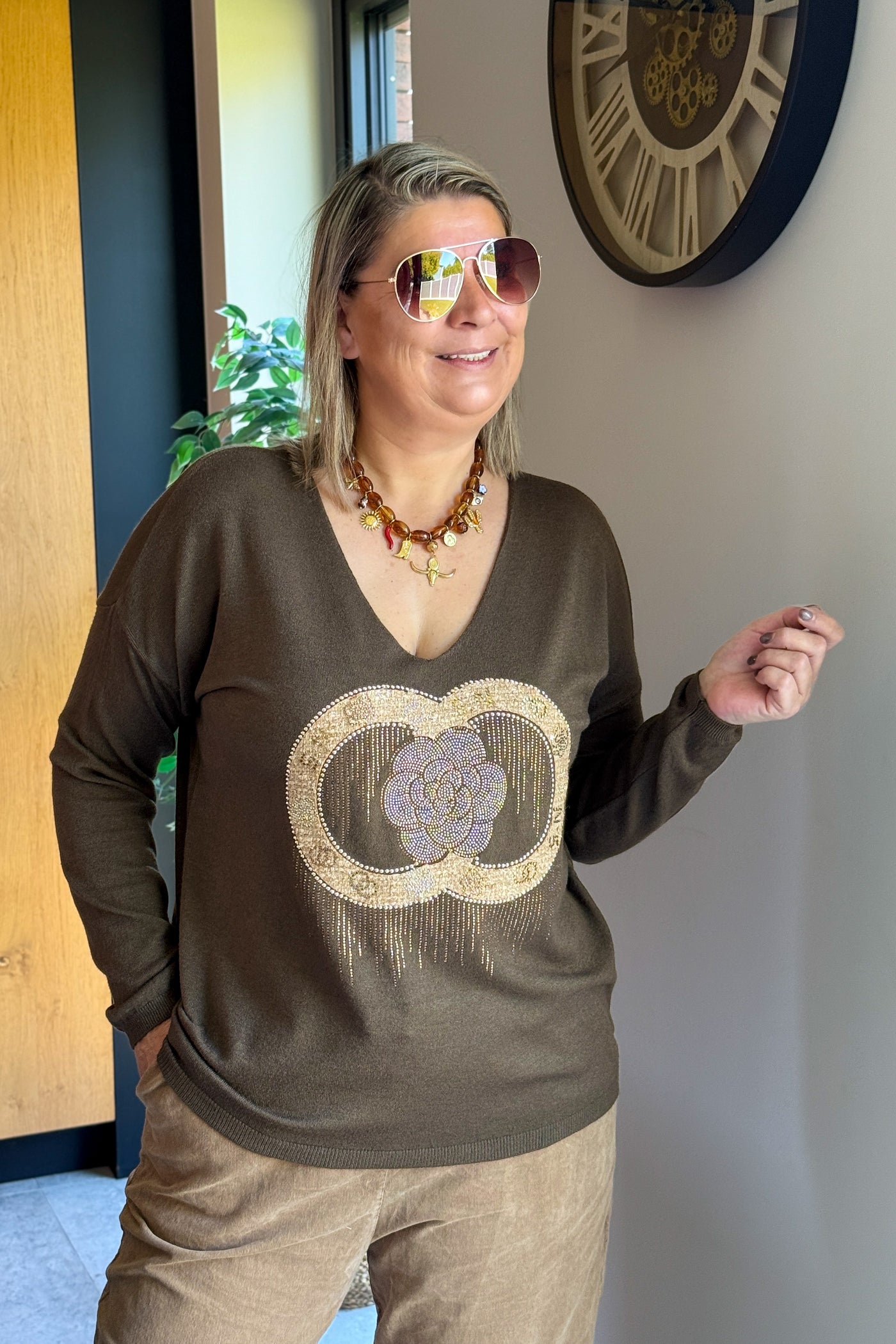 Pull Billia à Strass Choco GT