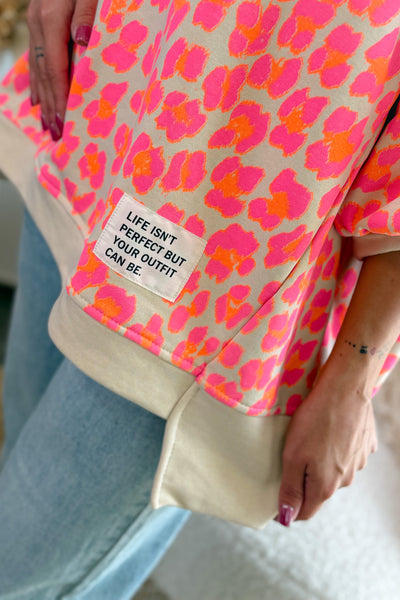 Sweat Prita Rose Fluo/Beige Manches Courtes (15038154473797)