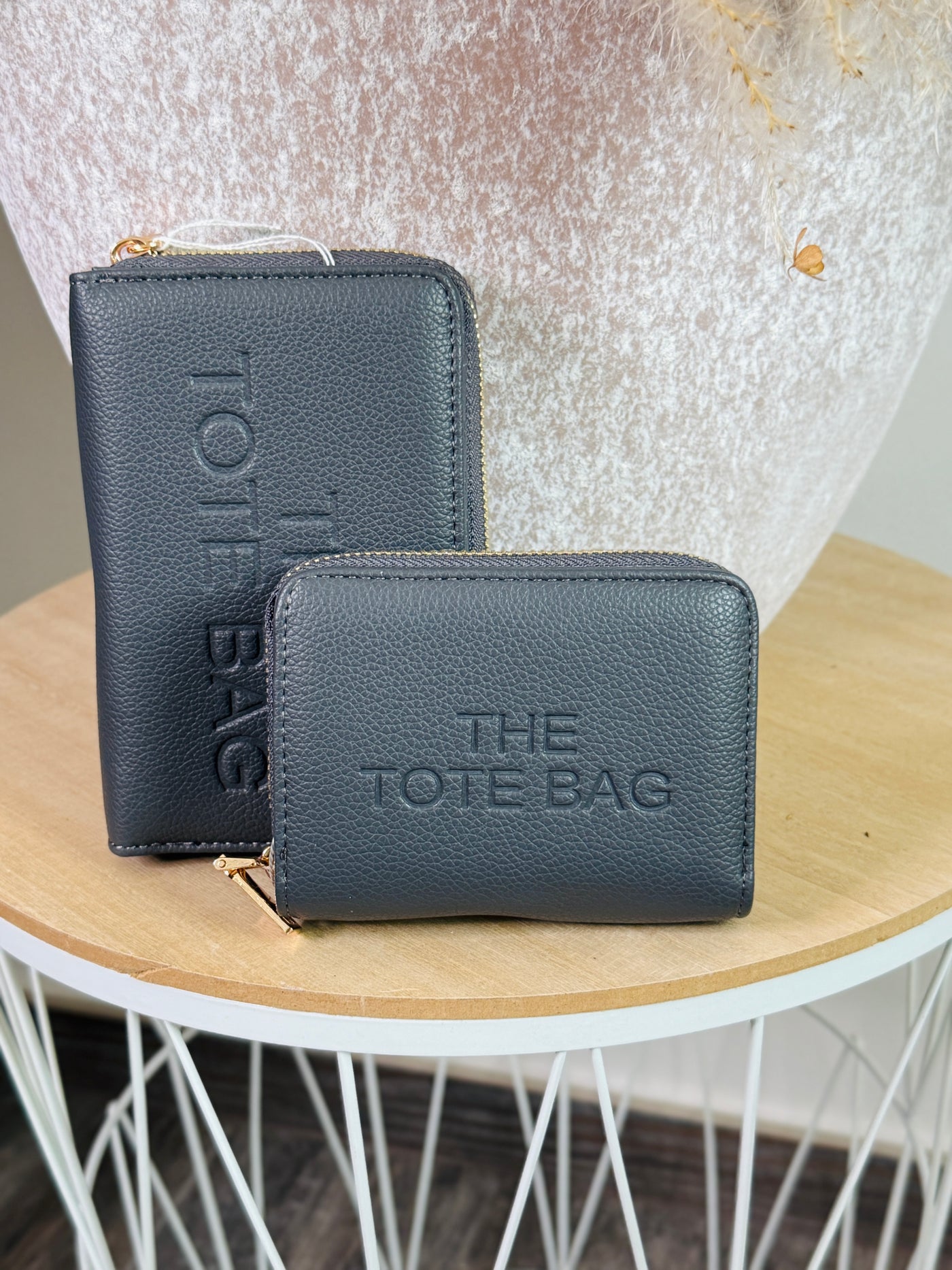 Portefeuille Tote Bag Petit Modèle Gris Anthracite (15266170536261) (15266155135301)