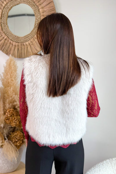 Gilet Ora Fausse Fourrure Ecru JDY (15297435992389)
