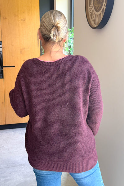 Pull CarWhitney Bordeaux Col V Carmakoma (15308062032197) (15308077433157)