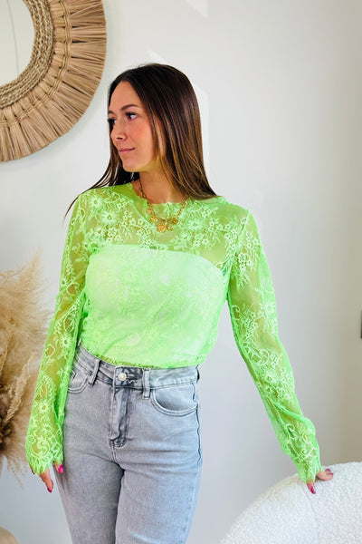 Top Dentelle Manches Longues Brida Vert Fluo (15038231347525)