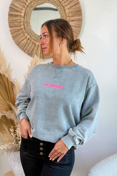 Sweat " Iconic" Gris Délavé (15242541039941)