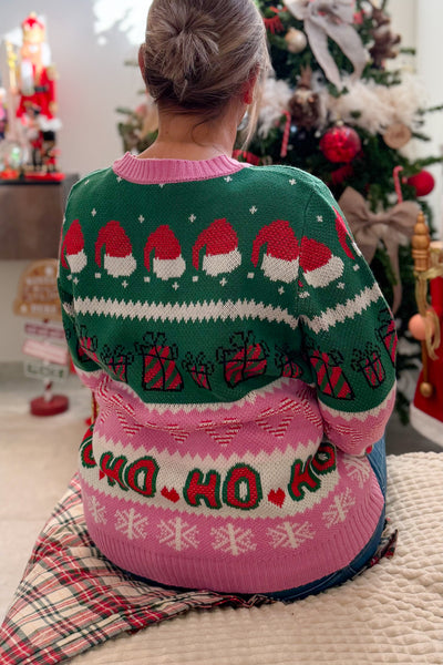 Pull CarHoho Vert Et Rose Carmakoma