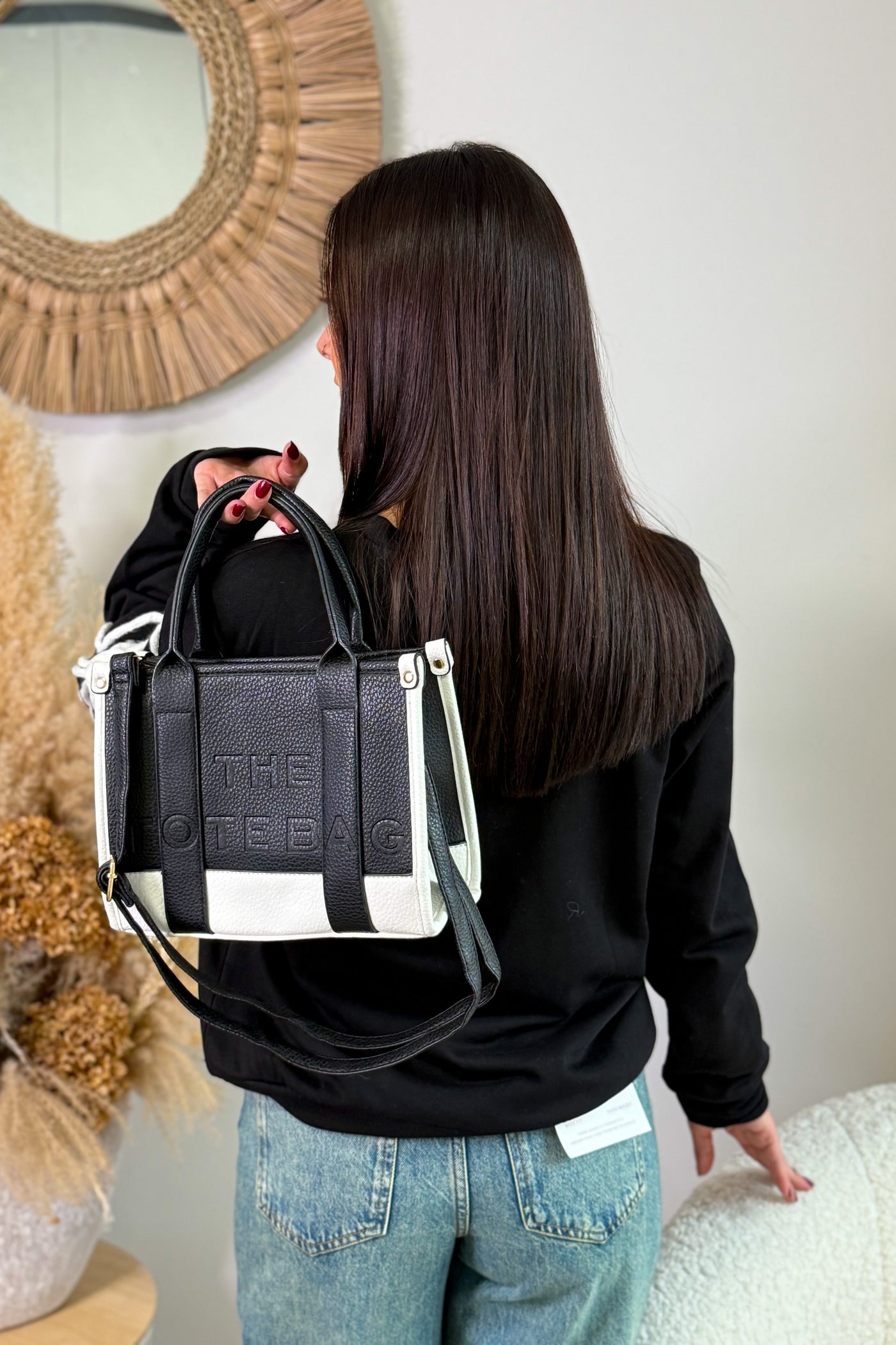 Sac Tote Bag Bi Colore Noir/Blanc Petit Format