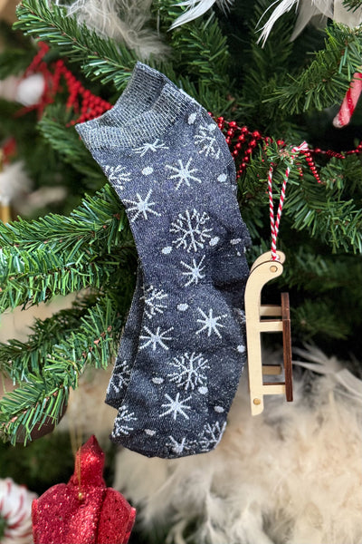 Chaussettes Paillettes Flocons Noir