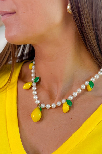 Collier Perle Nacre Breloque Citron (15046759842117)