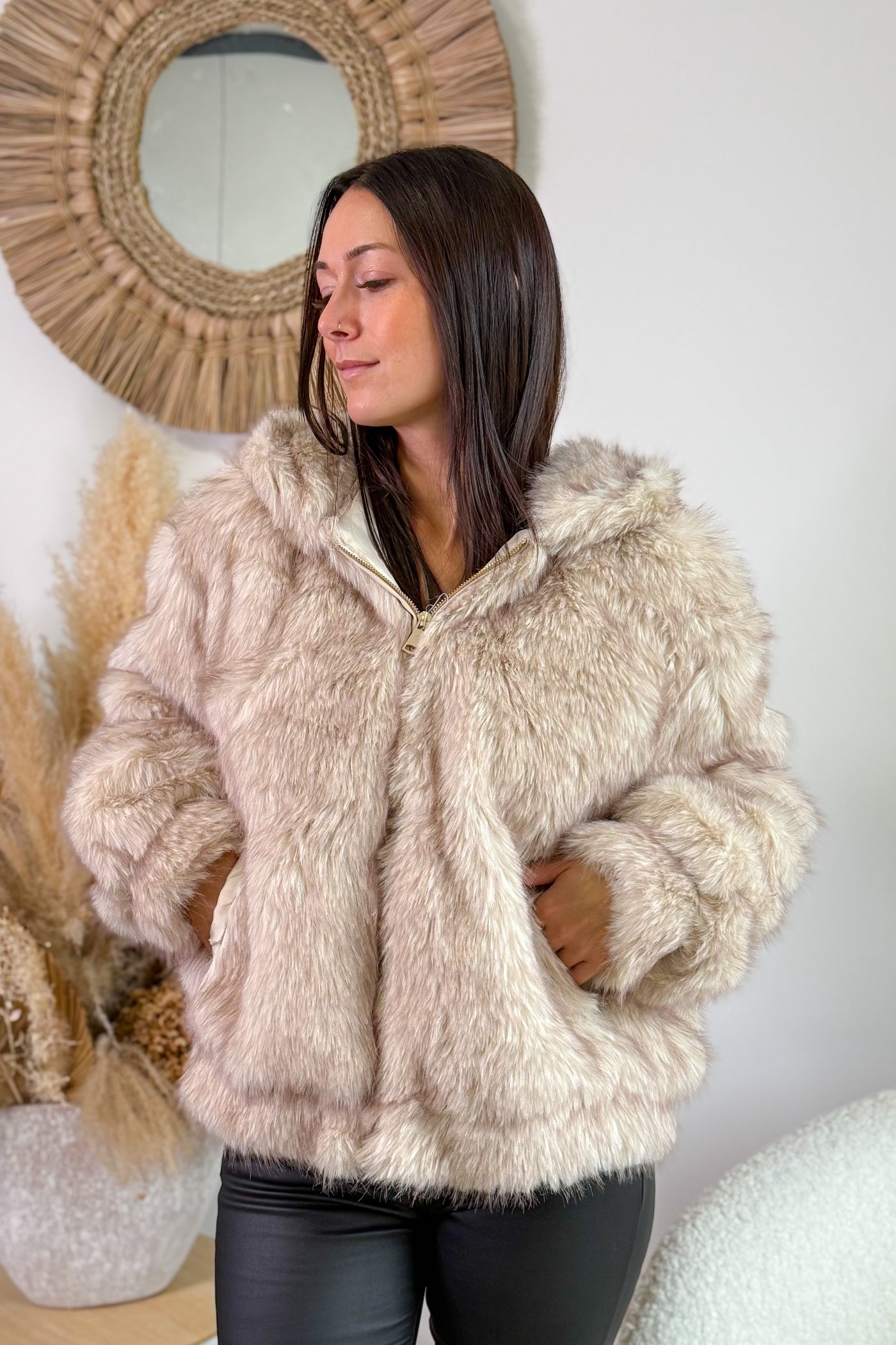Veste Fausse Fourrure Cindy Beige