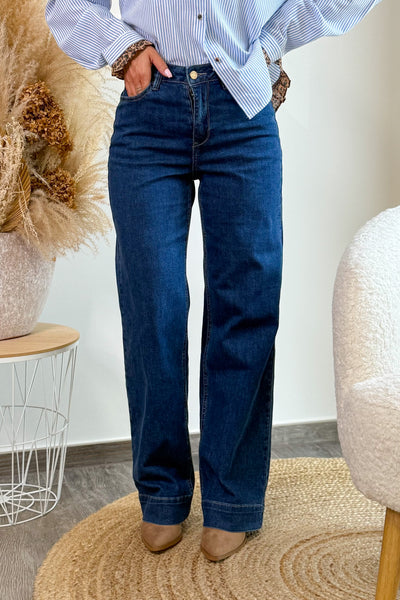 Jeans Conny Wide Leg Red Button Bleu (15255391371589)