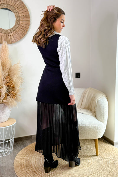 Longue Robe Sylla Bi Matière Noir