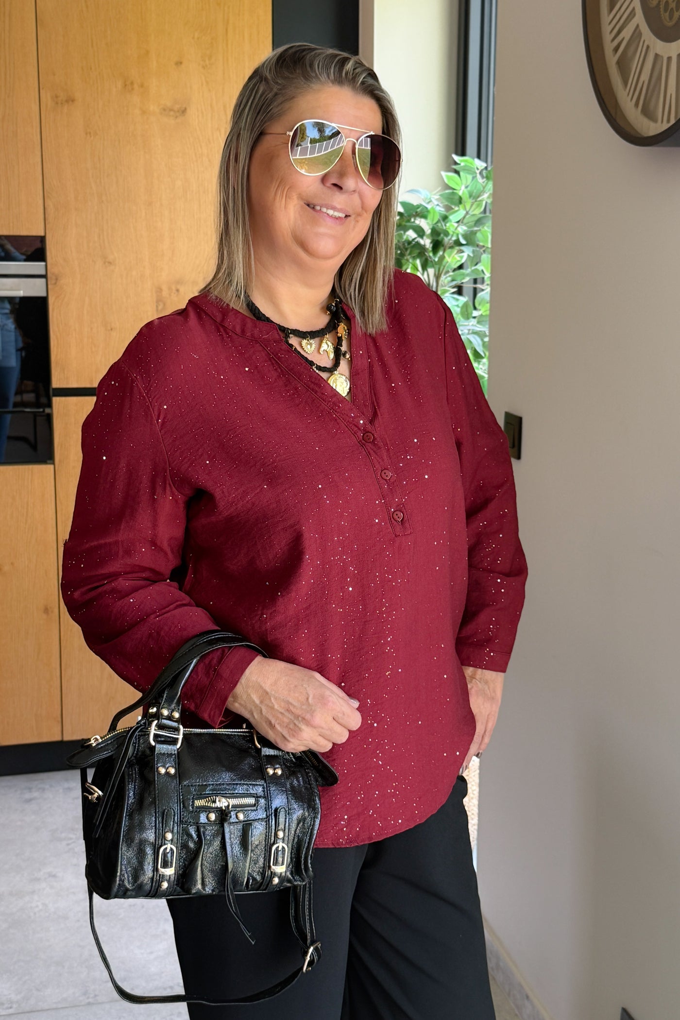 Blouse Stacey Bordeaux à Paillettes GT