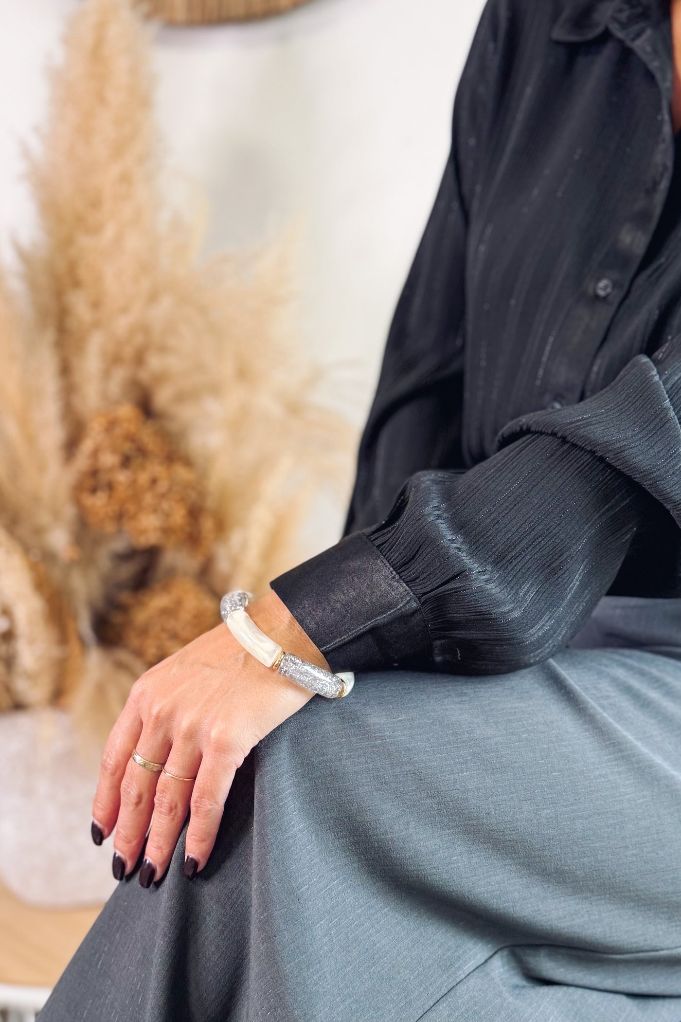 Bracelet Pierre Beige/Gris