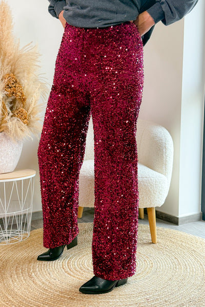 Pantalon Ivyna Bordeaux Sequin GT (14785413316933)