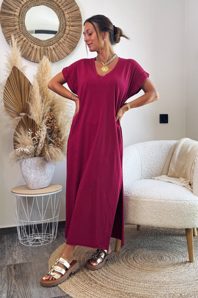 Longue Robe T-shirt Marike Bordeaux (15198262264133)
