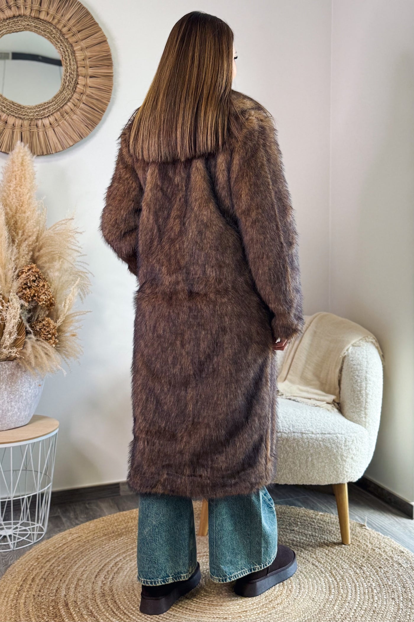 Long Manteau Fausse Fourrure Dawn Choco