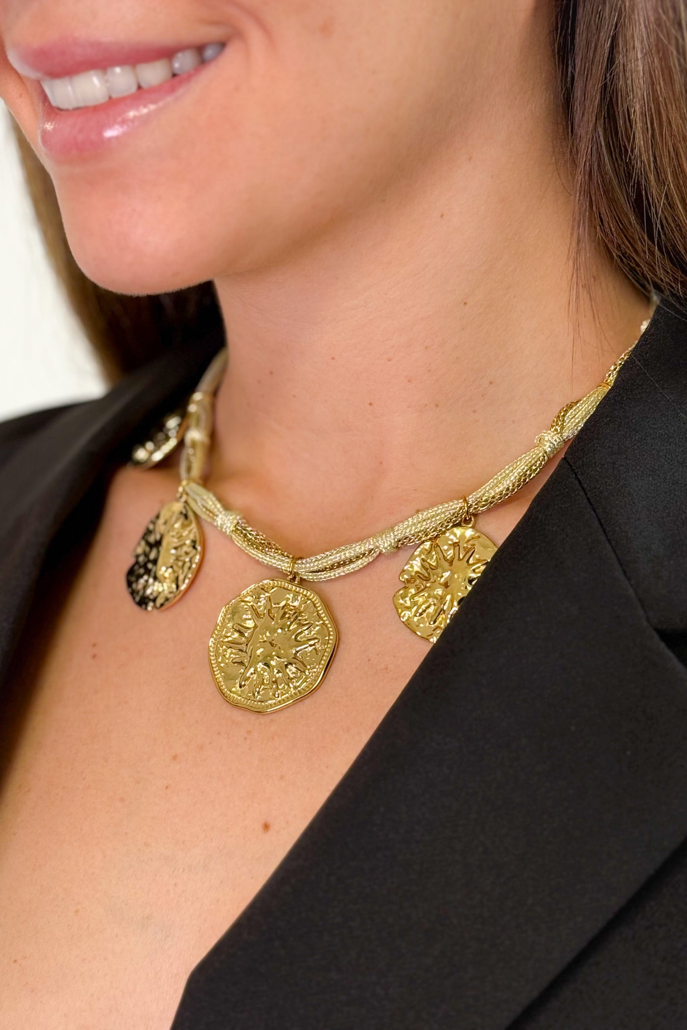 Collier Corde Soleil Doré