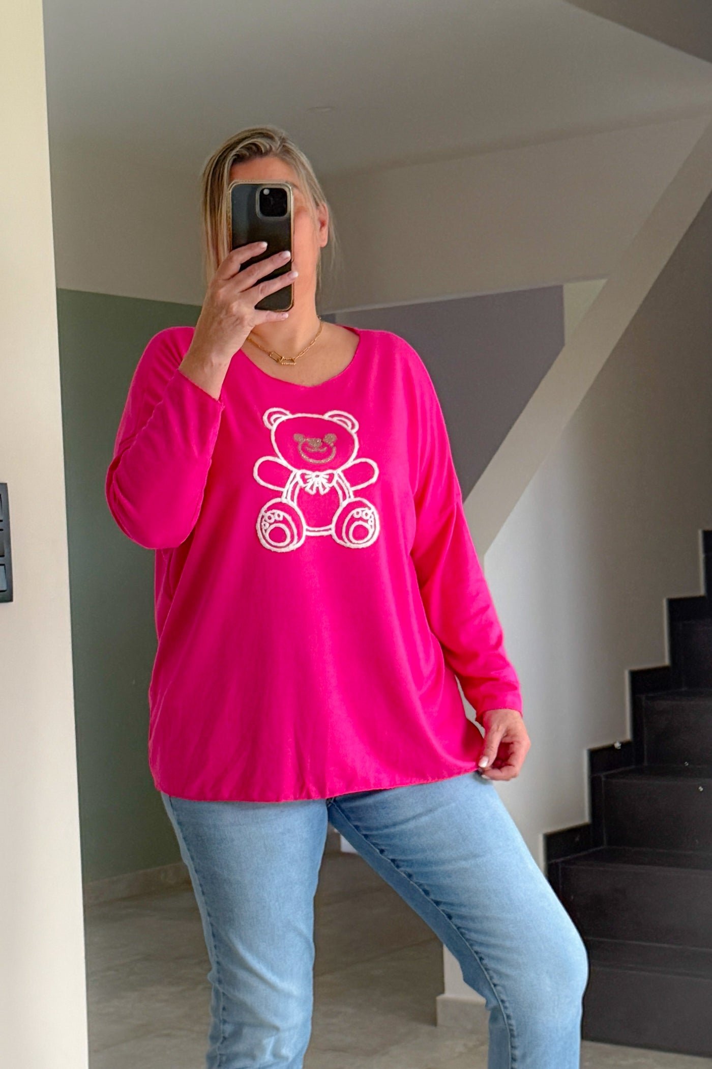 Pull léger Nounours Fuchsia GT (14940174451013)