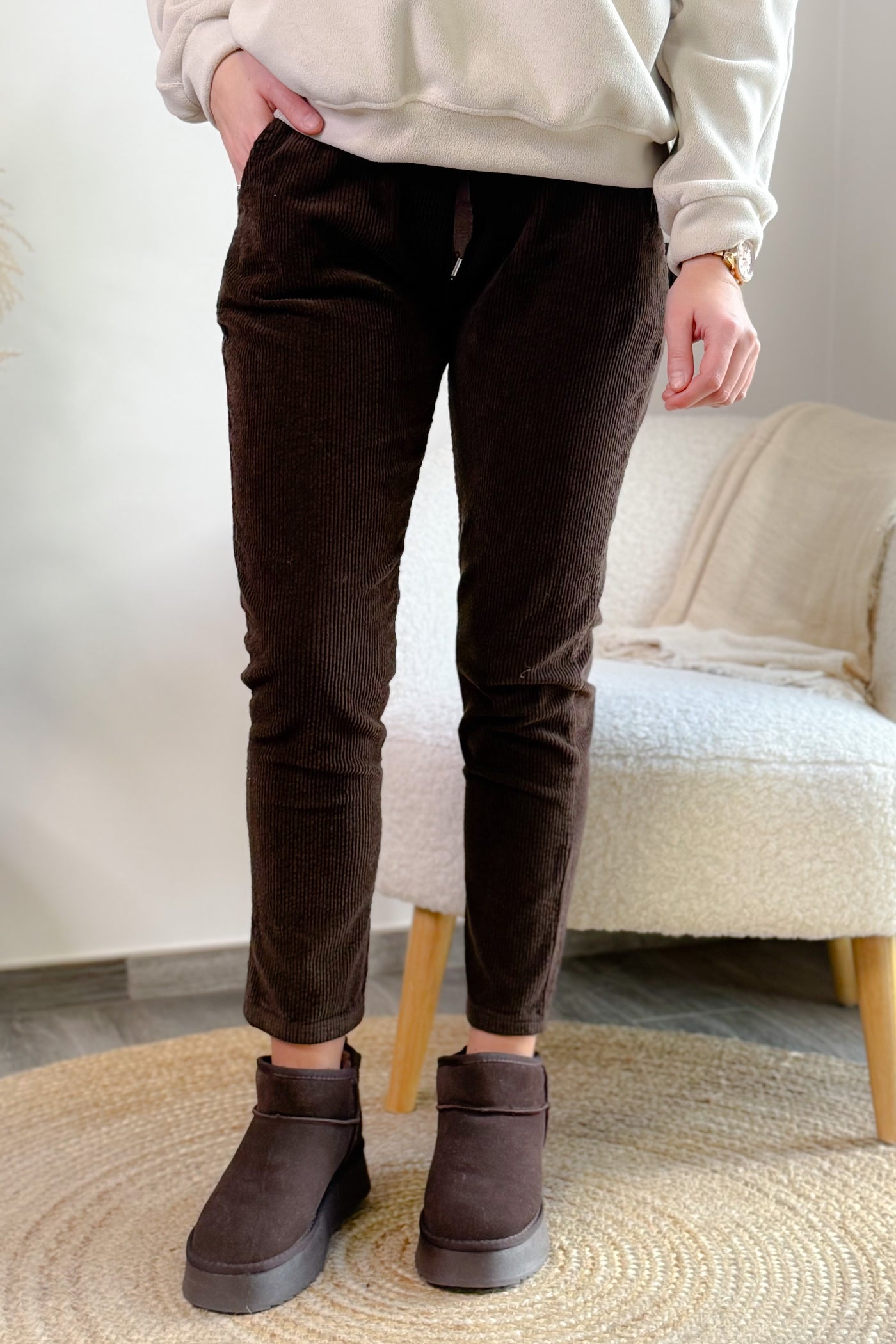 Pantalon En Velours Mary-Lou Choco