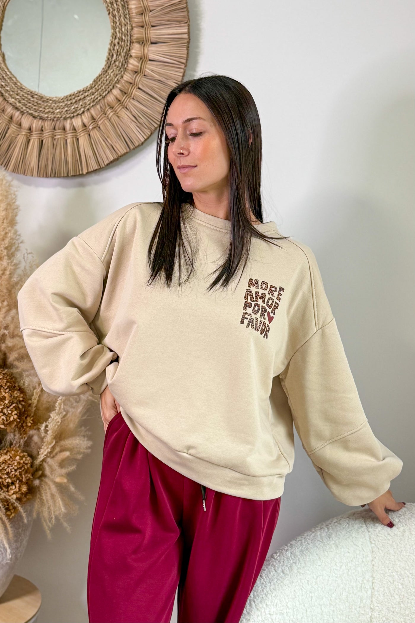 Sweat " More Amor..." Beige