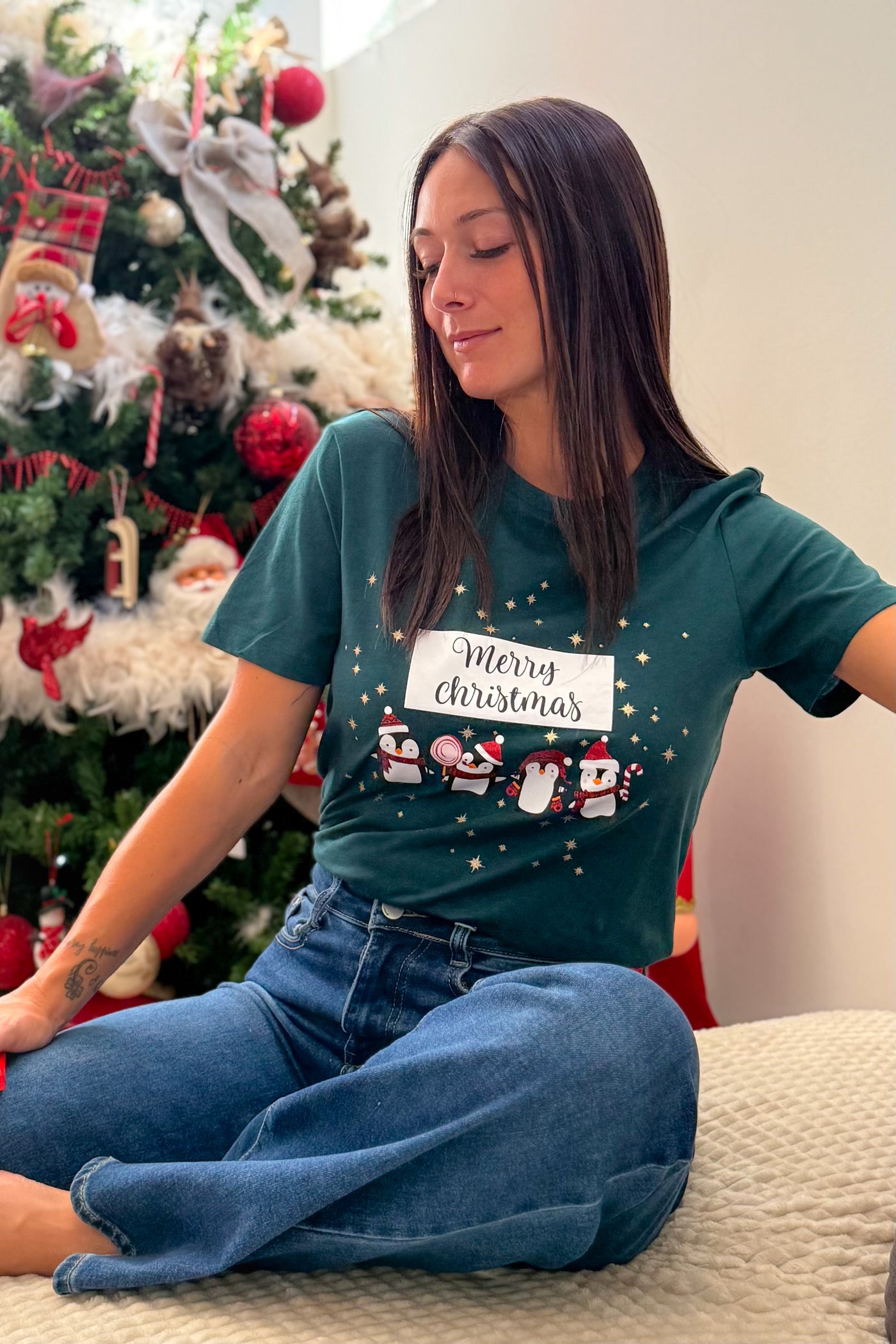 T-Shirt De Noël "Merry Christmas" Vert ONLY