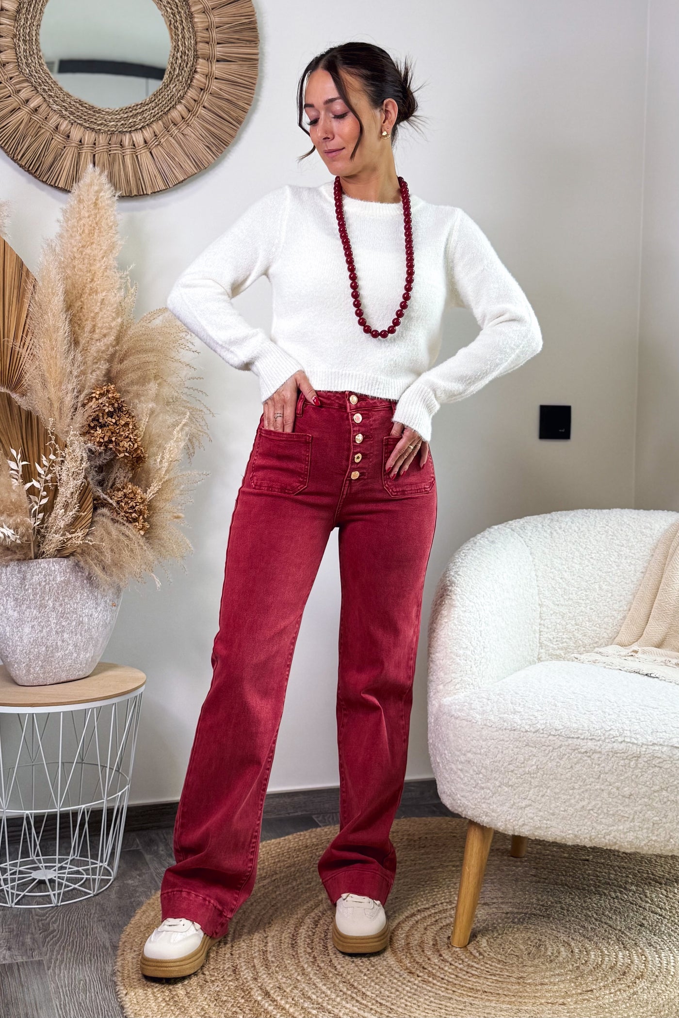 Jeans Wide Leg YY6132YX2 Bordeaux (15314203672901)