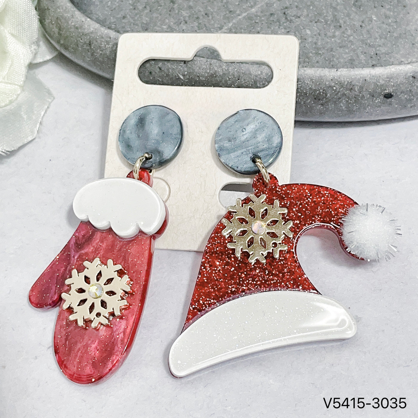 Boucle D'Oreille De Noël Chapeau & Gand