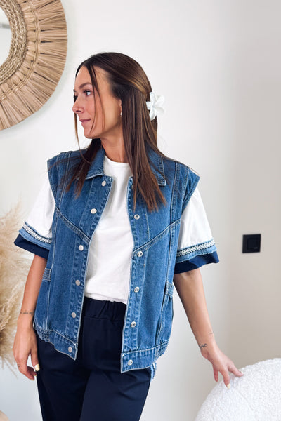 Veste Courte En Jeans Eliza Sans Manches (15054887387461)