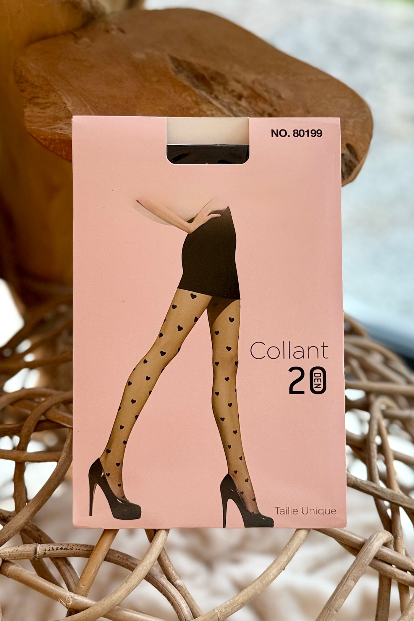Bas Collants Cœurs Noir